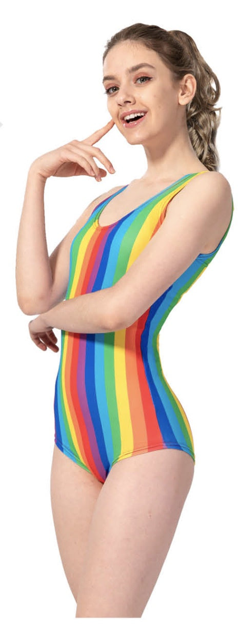 ADULT RAINBOW STRIPE LEOTARD
